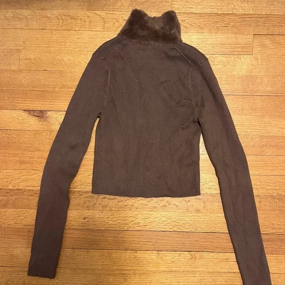 American Eagle Outfitters Brown Teddy Zip-Up with Faux Fur Collar - Picture 5 of 5